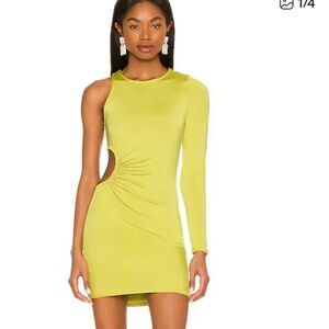NWT Lovers & Friends Chartreuse Green One Sleeve Bodycon Dress with Cutout